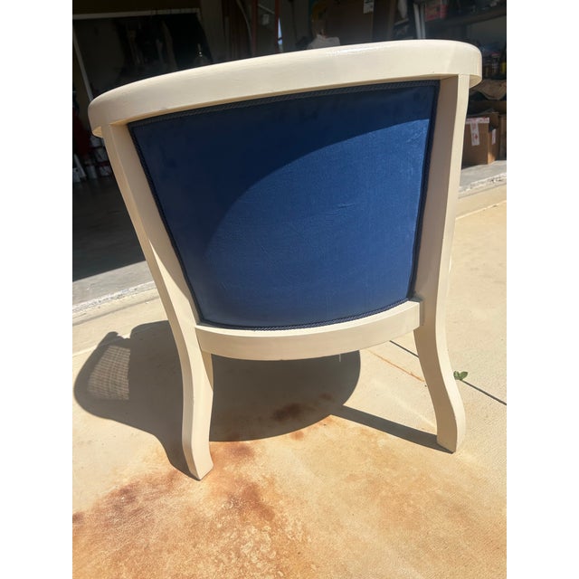 Textile Hollywood Regency Italian Cobalt Blue Velvet Cane Back Chair Vintage For Sale - Image 7 of 9
