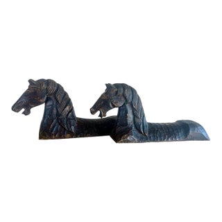 Primitive Hand-Chiseled Horse Sculptures, Wood, Spain, 1940s For Sale