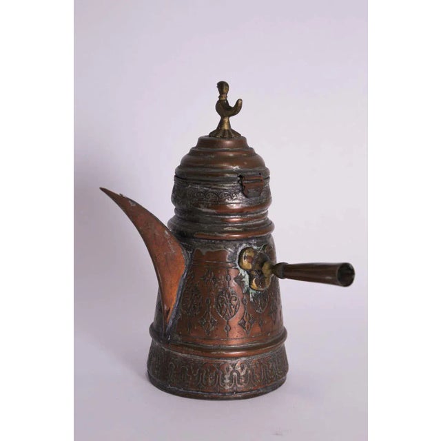 Brass Middle Eastern Turkish Arabic Copper Dallah Coffee Pot For Sale - Image 8 of 13