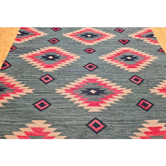Textile Vintage Handwoven Kilim Rug, Wool & Cotton, Southwestern Style For Sale - Image 7 of 12