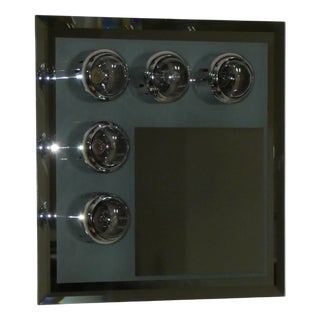 Chrome-Plated Steel Wall Lamp with Mirror and Lights, 1970s For Sale
