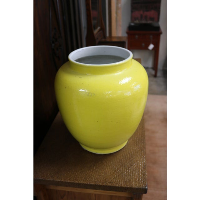 Early 20th Century Yellow Glazed Ceramic Jar For Sale - Image 4 of 7