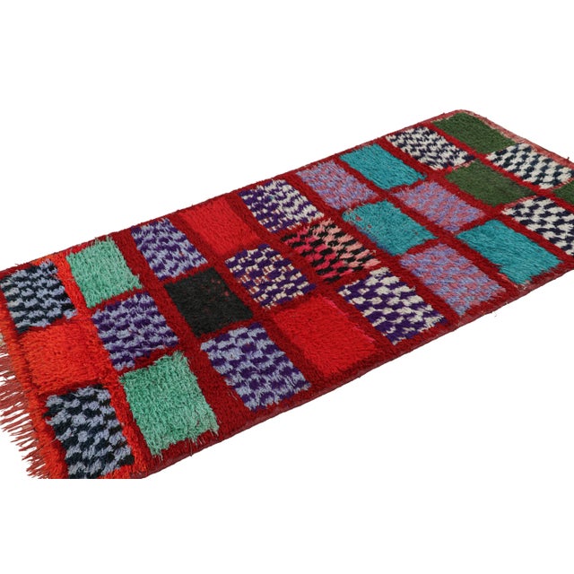 Rug & Kilim Vintage Moroccan Runner Rug in Red With Geometric Patterns, From Rug & Kilim For Sale - Image 4 of 7
