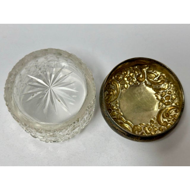 Antique Late 19th Century English Hand Cut Crystal and Sterling Silver Vanity Jar For Sale - Image 12 of 12