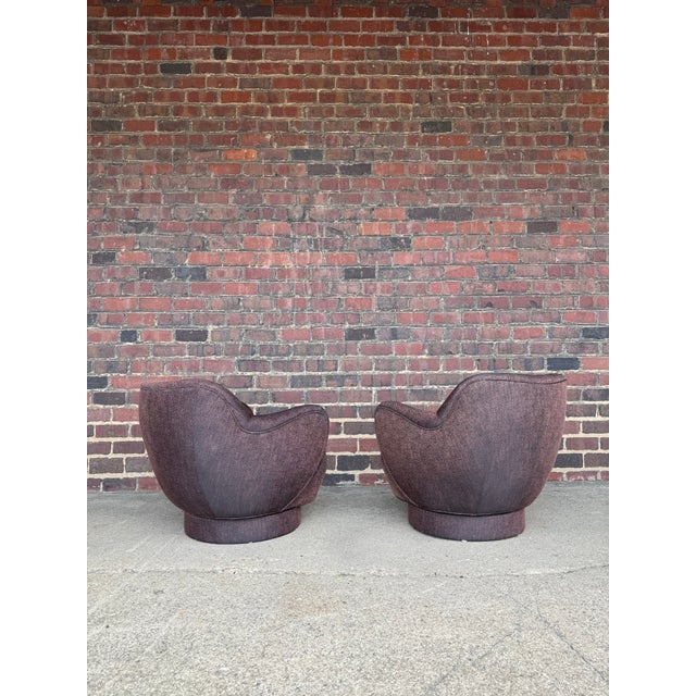Mid-Century Modern Vladimir Kagan for Directional Model 100a Swivel Lounge Chairs – Pair For Sale - Image 3 of 10