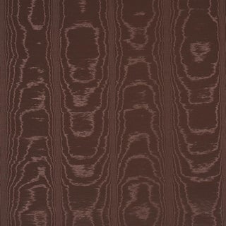 Sample - Schumacher Washington Moiré Fabric In Brown For Sale