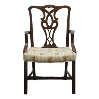 High End Solid Mahogany Traditional Chippendale Style Dining Arm Chair For Sale