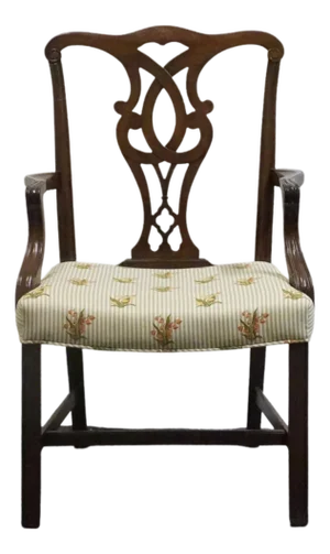 High End Solid Mahogany Traditional Chippendale Style Dining Arm Chair