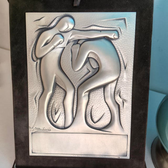 Modern Vintage 925 Sterling Silver Sheet Boxing Trophy Plaque by Ottaviani, Italy, 1970s For Sale - Image 3 of 12