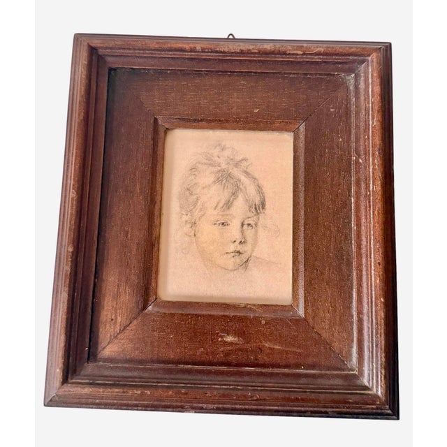 Mid-20th Century Framed Miniature Portrait Drawing Prints on Silk Attributed to Italian Artist René David - Set of Four....