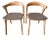 Pair of Ethnicraft Bok Dining Chairs by Alain Van Havre – Solid Teak With Warm Grey Cushions – Showroom Models For Sale