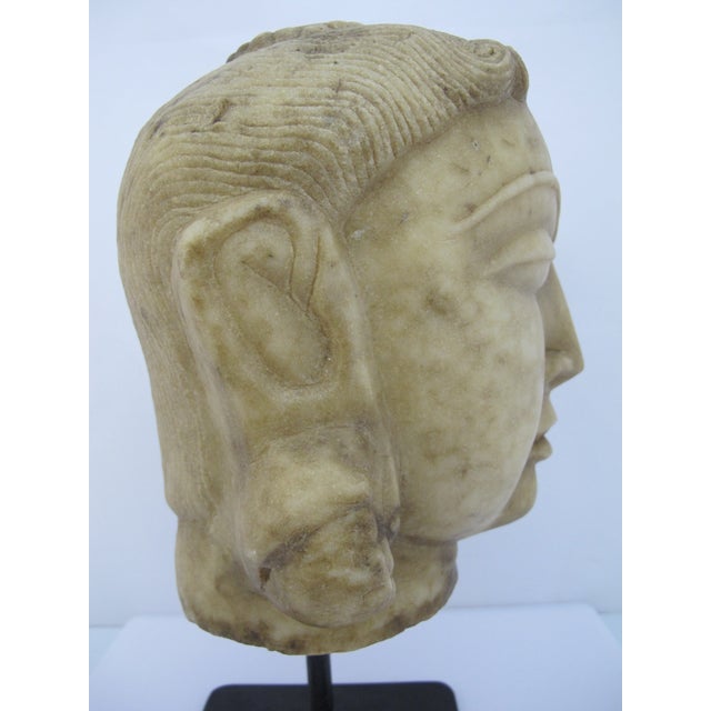 Early 20th Century Jain Marble Tirthankara Spiritual India Head Karma Carved Stone Sculpture For Sale - Image 5 of 12