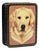 Russian Lacquer Papier Mache Box With Golden Retriever Dog Portrait For Sale