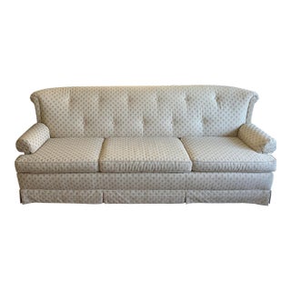 Tufted Diamond Pattern Sofa With Skirted Base — Traditional Style For Sale