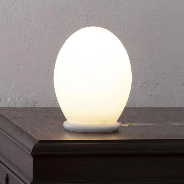 Small White Satin Murano Glass Table Lamp, Italy For Sale - Image 3 of 10