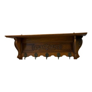 Vintage French Carved Wood Coat Rack For Sale
