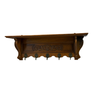 Vintage French Carved Wood Coat Rack