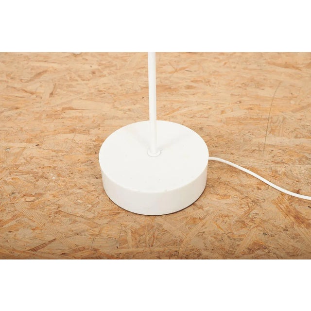 White Painted Steel Tube Floor Lamp with White Marble Base and Black Sheet Metal Shade For Sale - Image 5 of 12