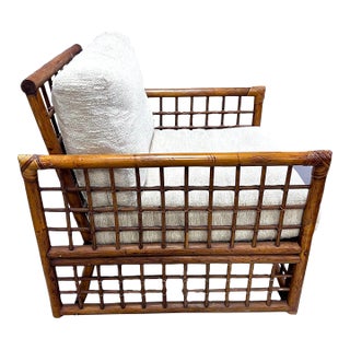 Mid Century Italian Bamboo and Rattan Armchair Club Chair For Sale