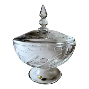 1980s Italian Cut and Ground Crystal Table Centerpiece With Lid