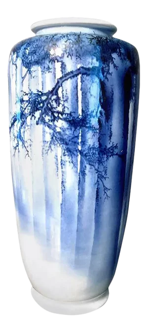 Large Japanese Blue and White Vase by Mazuku Kozan Meiji Period