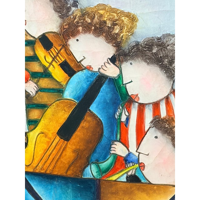 Contemporary 1980s Puffy People Musical Quartet Painting For Sale - Image 3 of 6
