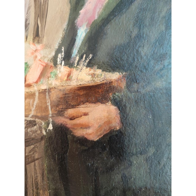 Edouard John Menta, Le vendeur de rue, Oil on Cardboard, Framed For Sale - Image 4 of 11