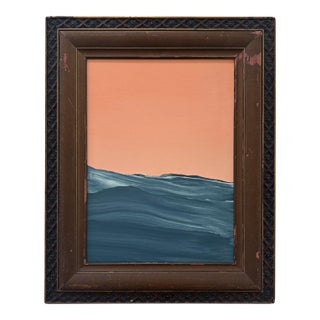 "Heat Waves" Abstract Art in Antique Frame, Original Seascape Painting by JTS For Sale