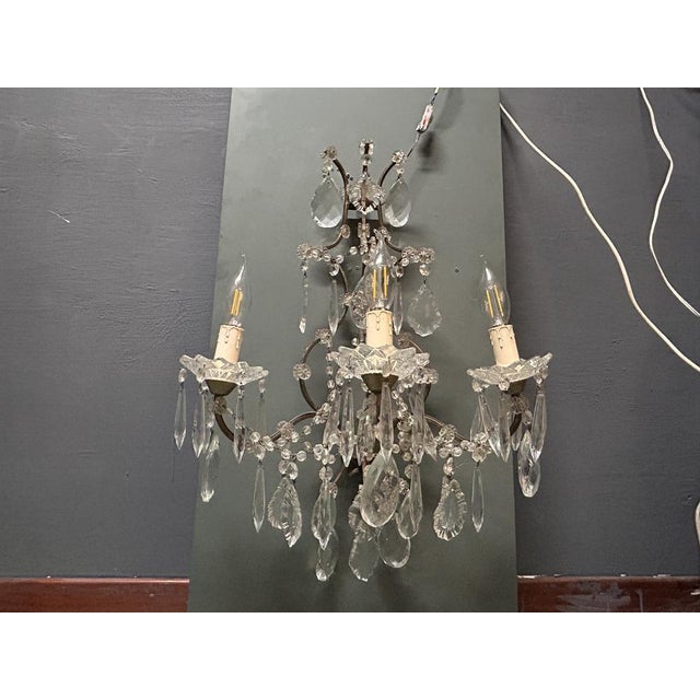 1960s Vintage Crystal Wall Sconces, Italy, 1960s, Set of 2 For Sale - Image 5 of 12