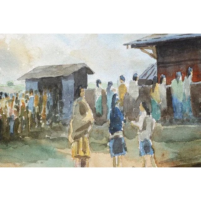 Late 20th Century Alok Gurung Visiting the Temple - Landscape 1992 For Sale - Image 5 of 8