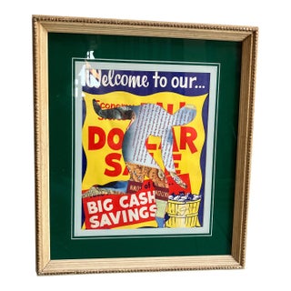 Contemporary Original Wayne Cunningham Abstract “Running Man”Collage Framed For Sale