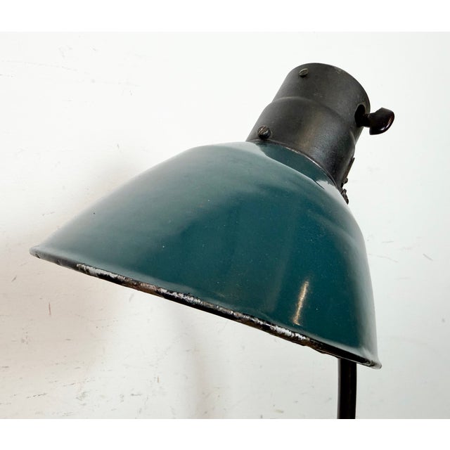 1930s Vintage German Bauhaus Petrol Enamel Table Lamp from Schaco, 1930s For Sale - Image 5 of 18
