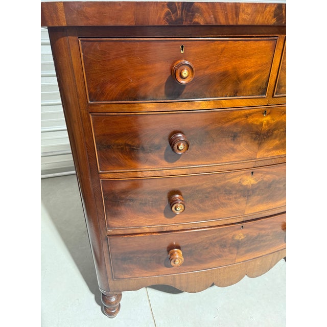 Antique Mahogany Two Over Three Drawers - Bow Front Chest of Drawers From England For Sale - Image 10 of 18