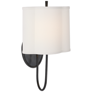 Barbara Barry for Visual Comfort Signature Simple Scallop Wall Sconce in Bronze with Linen Shade