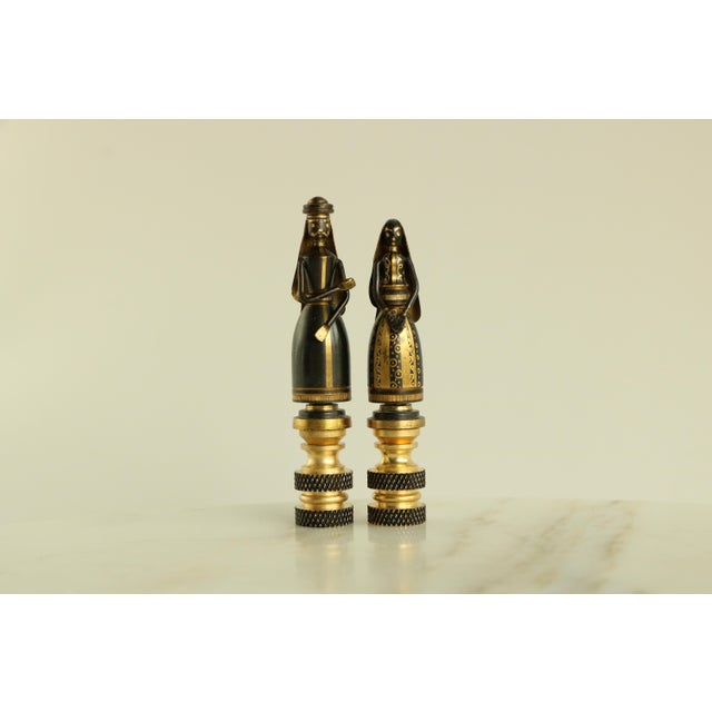 2020s Mid-Century Finial People Lamp Finials - A Pair For Sale - Image 5 of 8