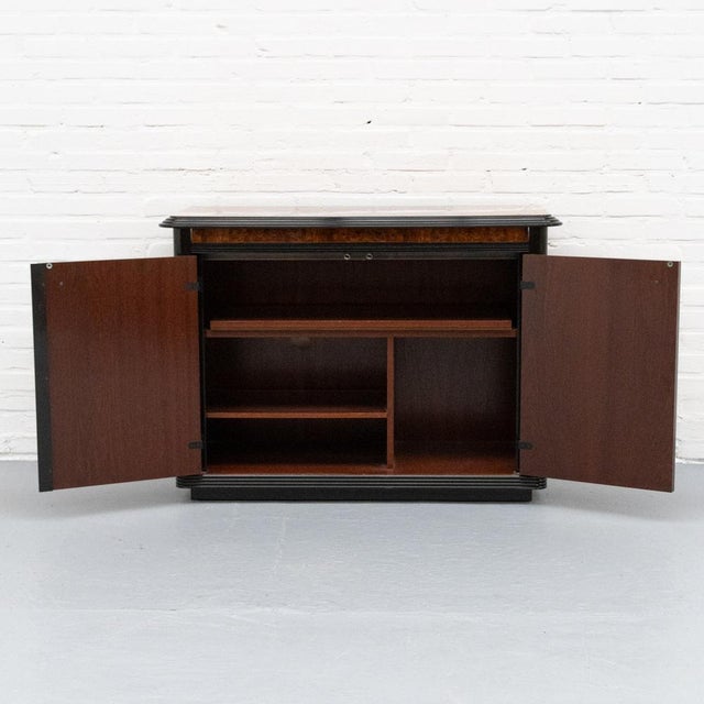 Black Vintage Italian Sideboard in Burl Wood, 1980s For Sale - Image 8 of 16