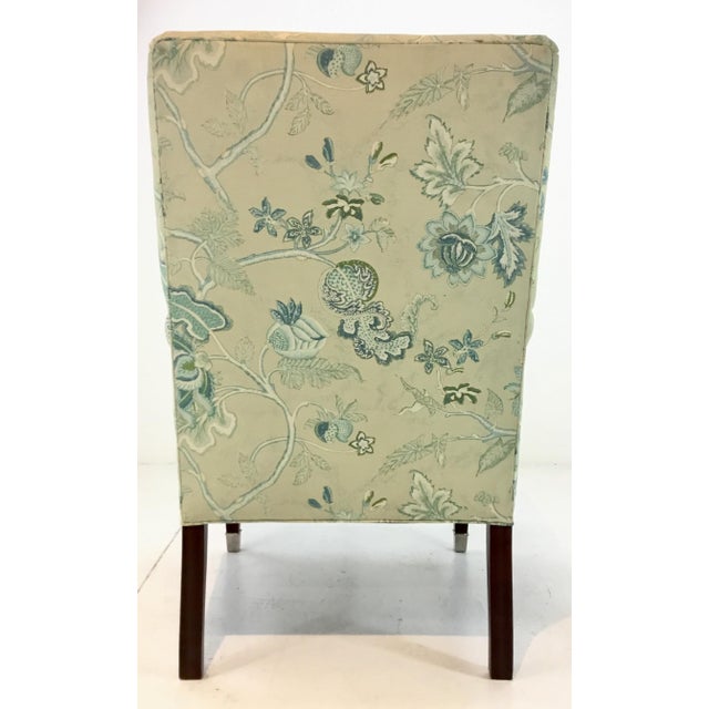 Hickory Chair Traditional Blue and Green Floral Print Chair and Ottoman