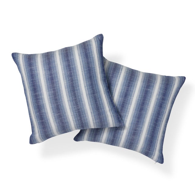This 18" x 18" indoor/outdoor pillow features Colada Stripe in Blue. It's hard to believe that natural linen can be...