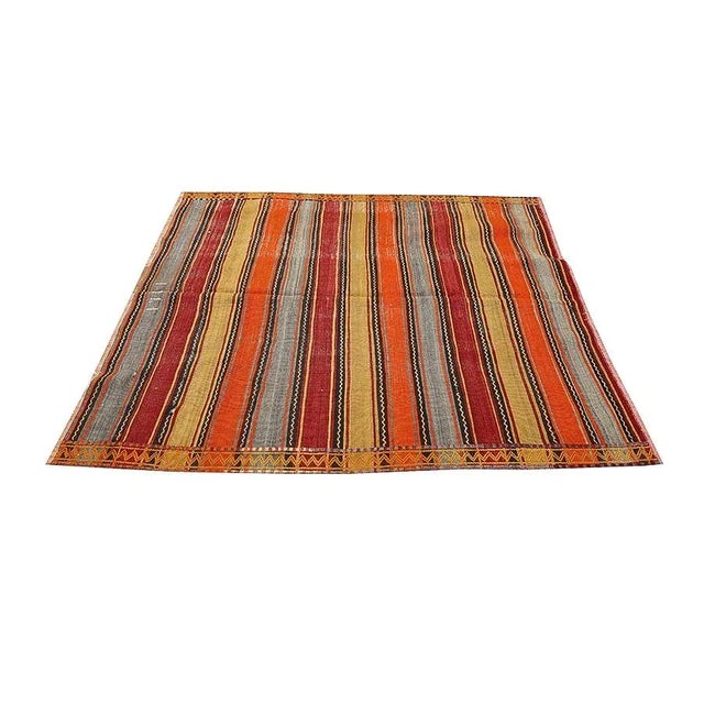 Striped Vintage Turkish Kilim Rug For Sale - Image 4 of 7