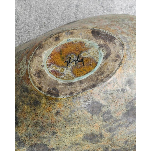 Mid-Century Modern Swedish Green Stoneware Free Form Bowl from Hans Hedberg, France, 1950s For Sale - Image 6 of 7