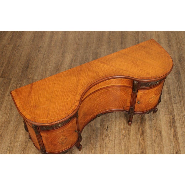1930s 1930's French Louis XV Style Inlaid Satinwood Vanity For Sale - Image 5 of 11