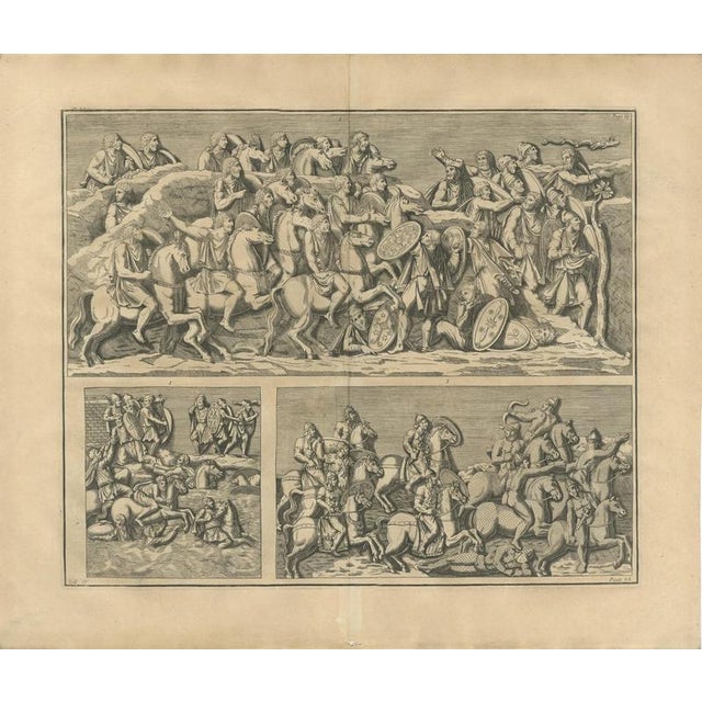 Baroque Montfaucon, Cavalry Battle and River Crossing with Armored Horsemen, 1722, Engraving For Sale - Image 3 of 8