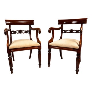 English Regency Mahogany Armchairs, England, 1840s, Set of 2 For Sale