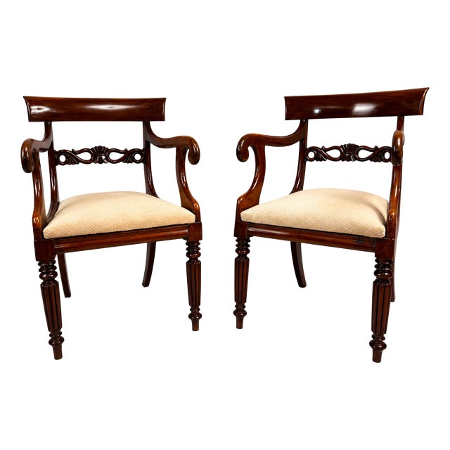 English Regency Mahogany Armchairs, England, 1840s, Set of 2 For Sale