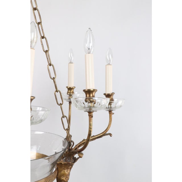 Early 20th Century The Plaza Hotel Bronze Glass Bell Jar Ceiling Light For Sale - Image 4 of 12