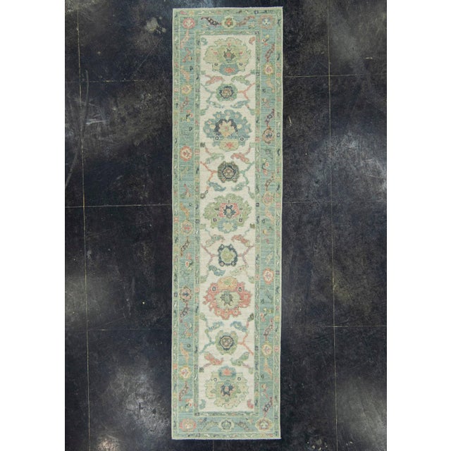 Green Turkish Oushak Rug 2'8" x 10'4" #20259 For Sale - Image 8 of 8