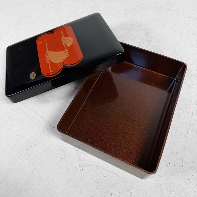Japanese Lacquer Writing Box with Cranes, 1980s For Sale - Image 18 of 18