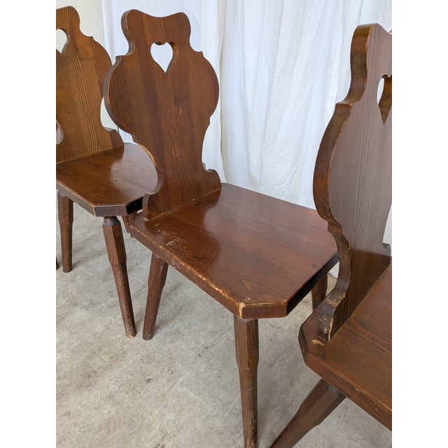 Vintage Tyrolean Farmhouse Chairs with Heart Cutouts, 1970s, Set of 6 For Sale - Image 16 of 18
