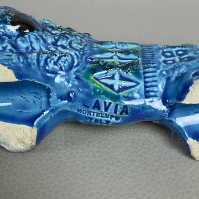 Ceramic Vintage Blue Ceramic Lion Sculpture by Aldo Londi for Bitossi / Flavia Montelupo, 20th Century For Sale - Image 7 of 11