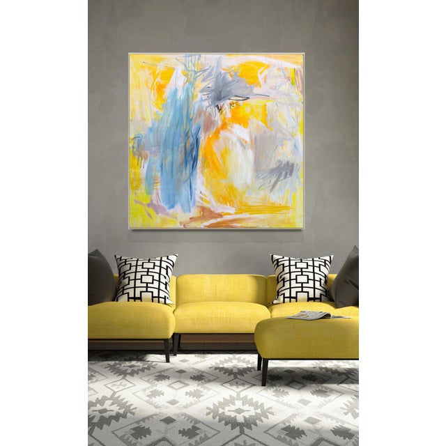 Yellow "Sun Shower" by Trixie Pitts Large Abstract Expressionist Oil Painting For Sale - Image 8 of 12